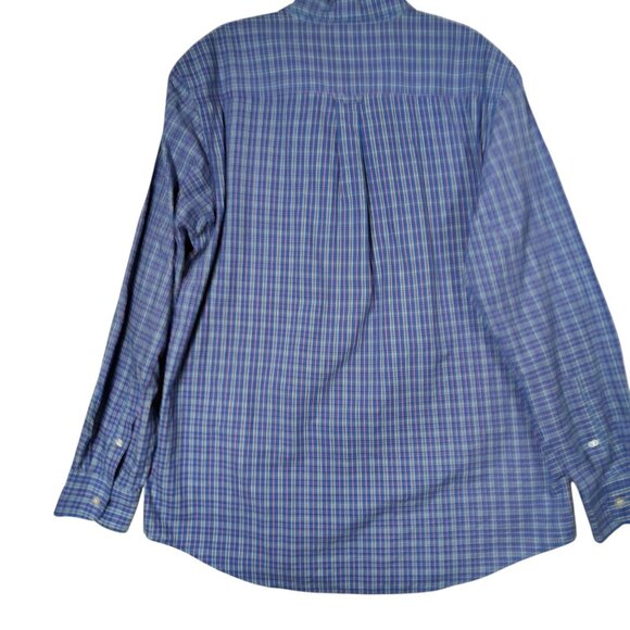 Ralph Lauren Chaps Mens Blue Plaid Button Down Shirt Long Sleeve LARGE - Picture 3 of 8